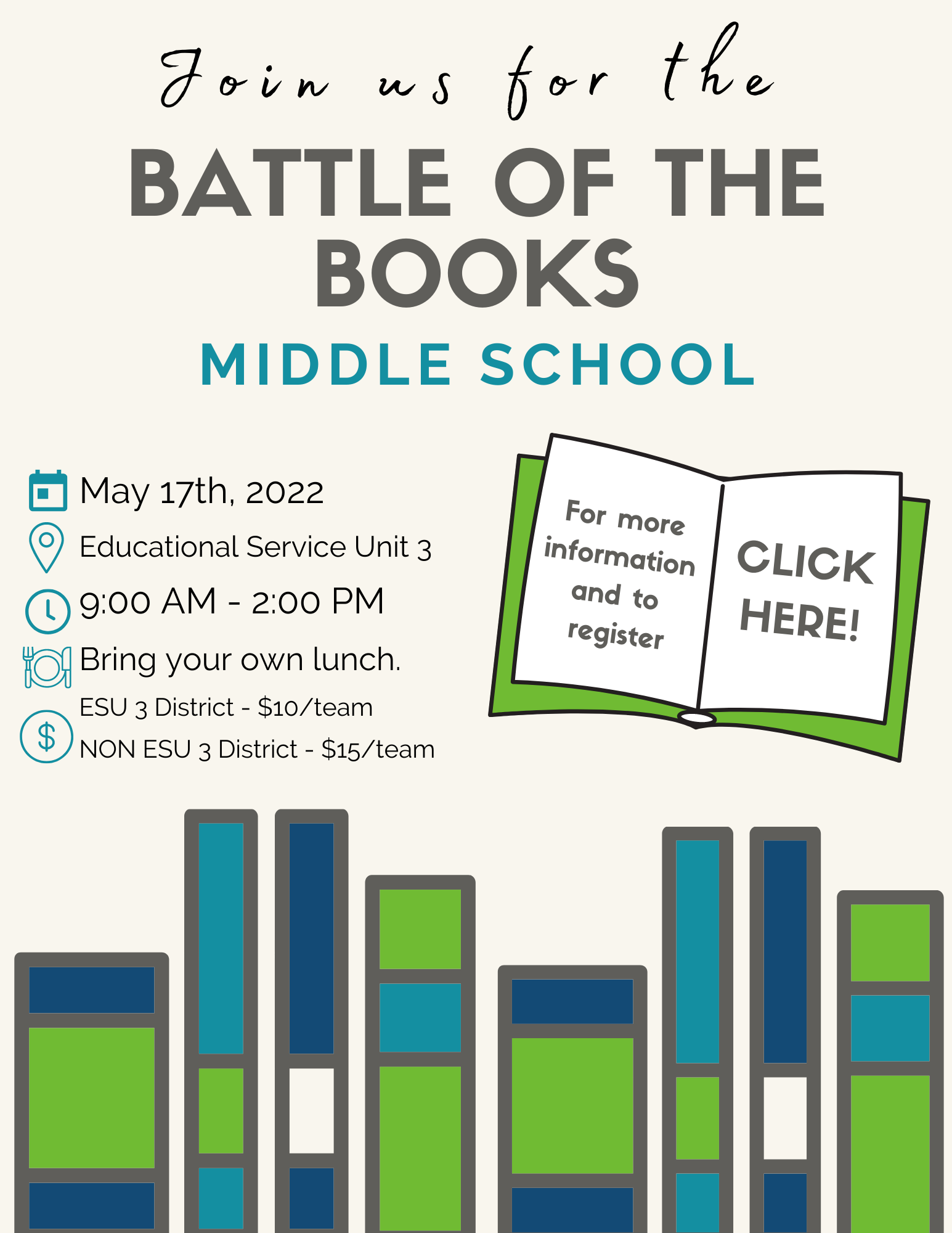 Click here to register for Battle of the Books Middle School 20846